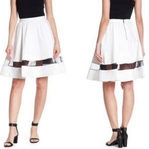 Alice + Olivia White Lotus High
Waisted Silk Banded Waist Mesh Skirt